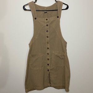 Tan Overall Dress w/ Front Pockets